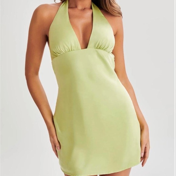 NWT Meshki Aimee Halter Mini Dress Apple - Picture 1 of 7